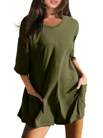Back V Neck Half Sleeve Jumpsuit