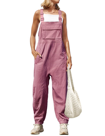 Women's Sleeveless Adjustable Straps Casual Summer Overalls Jumpsuit