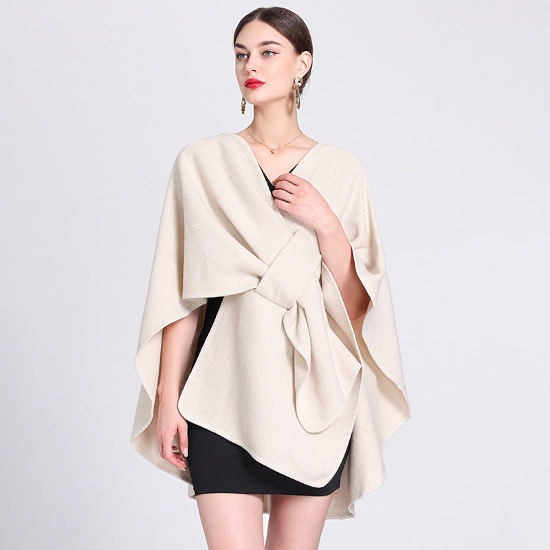 Women’s Solid Color Cashmere Cape Shawl