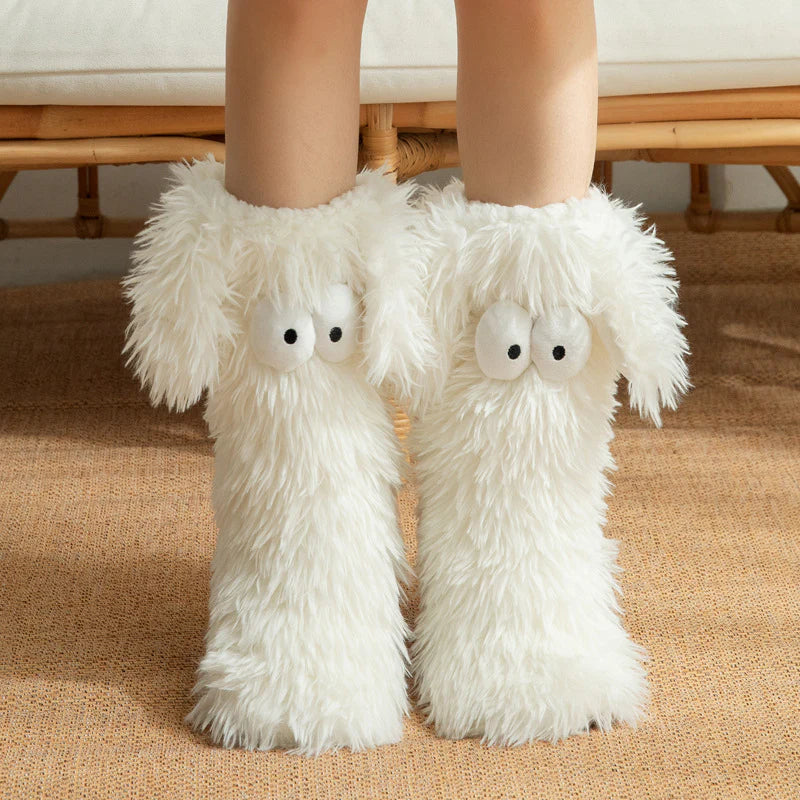 Big Eye Plush Slipper Socks – Cozy & Non-Slip Floor Socks