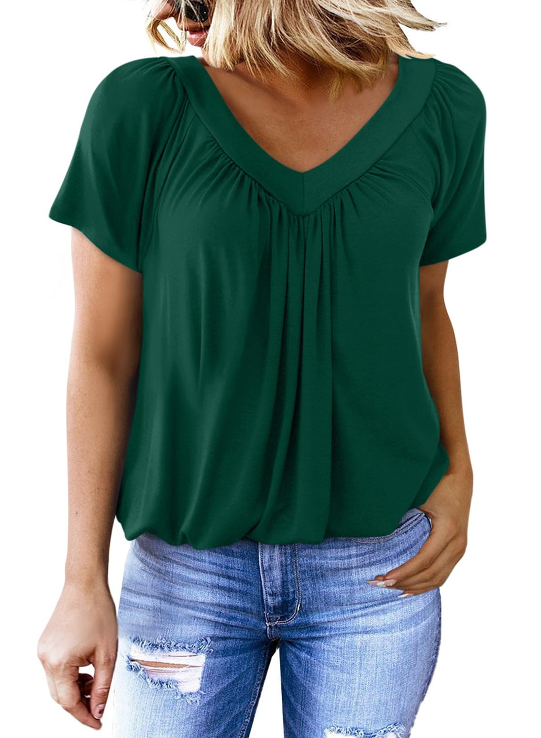 Women's Casual V Neck Short Sleeve T Shirts Tops