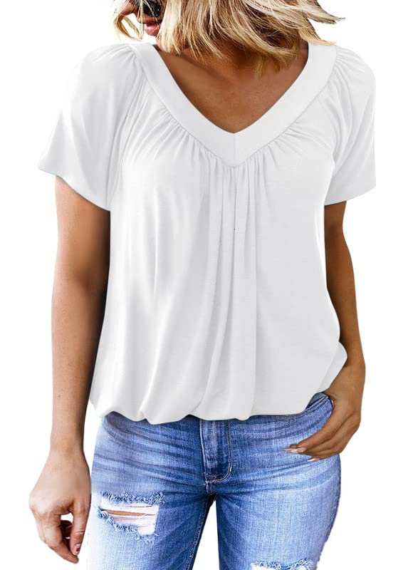 Women's Casual V Neck Short Sleeve T Shirts Tops