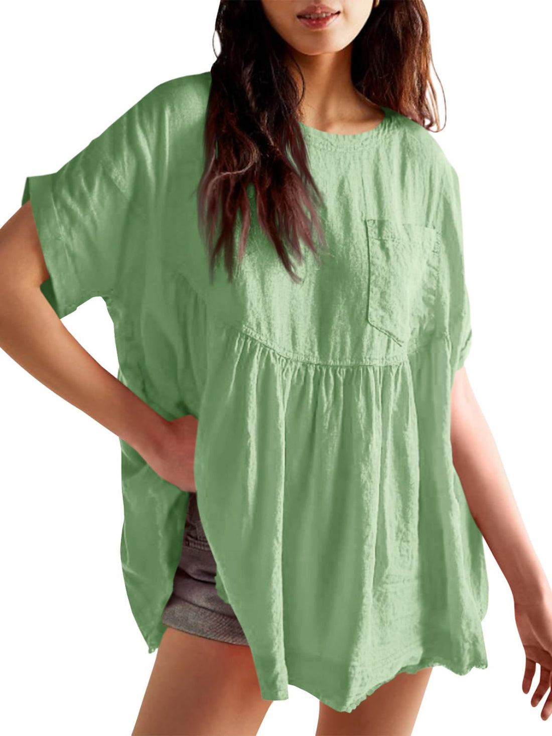Casual Loose Fit Peplum Oversized Tunic Shirts