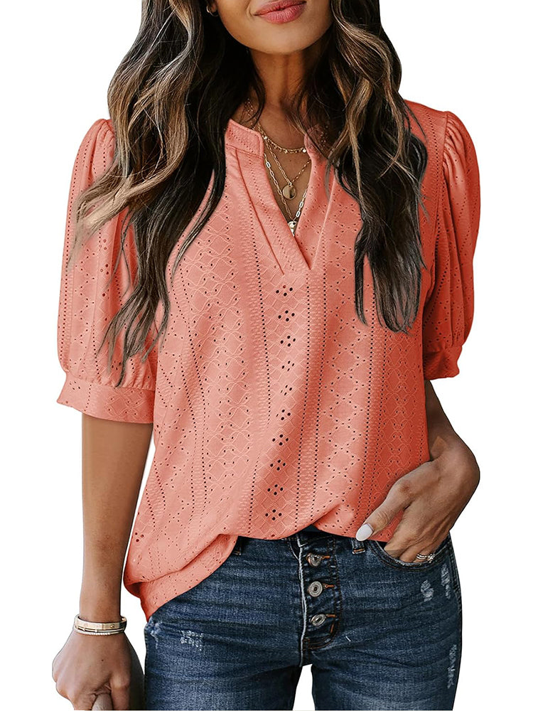 Womens Casual Hollow Out Cute Lace Tops