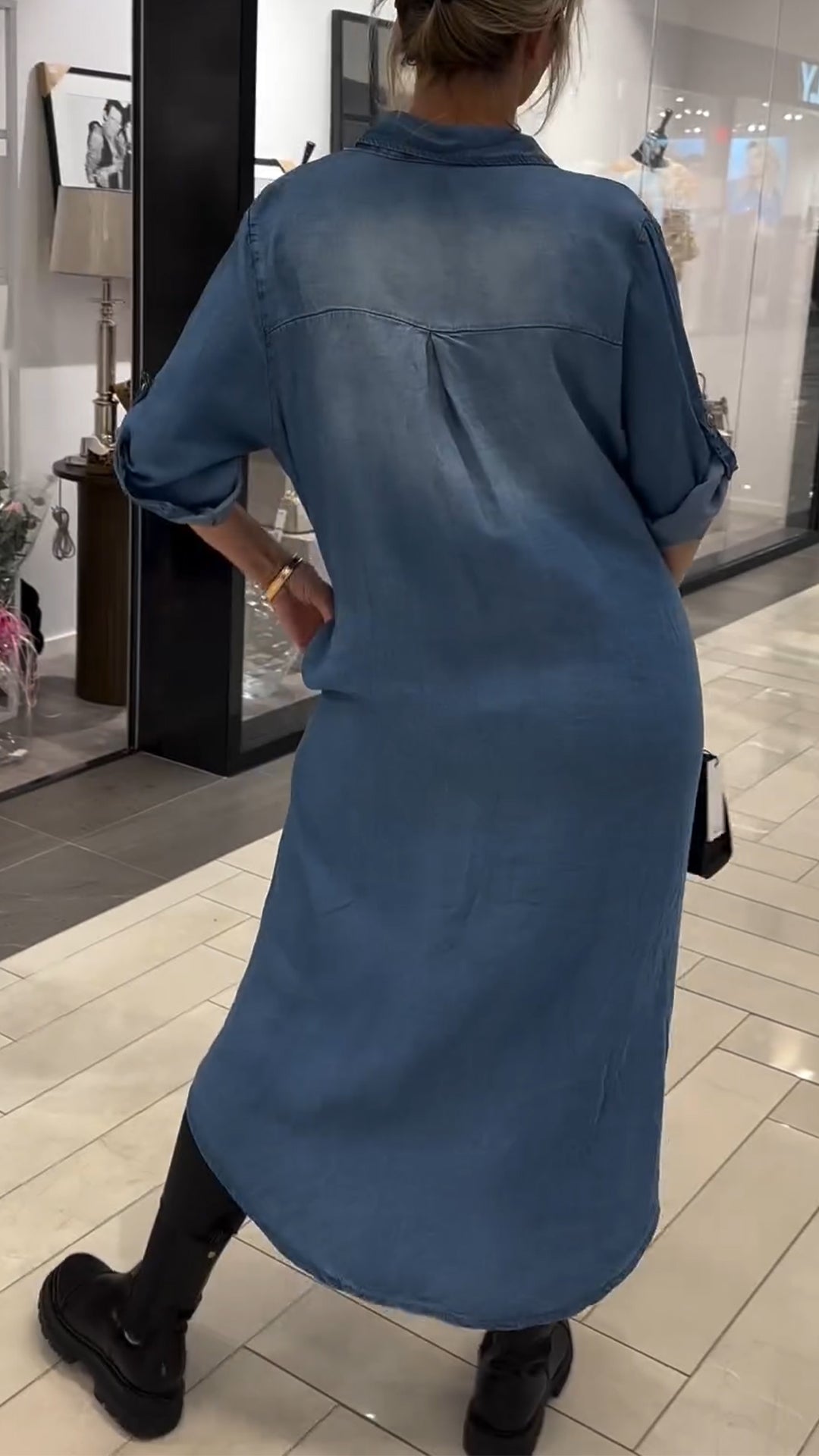 Women's Lapel Casual Denim Dress