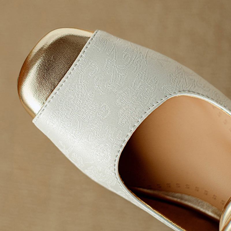 Women's French Chic Floral Print Close Toe Mules