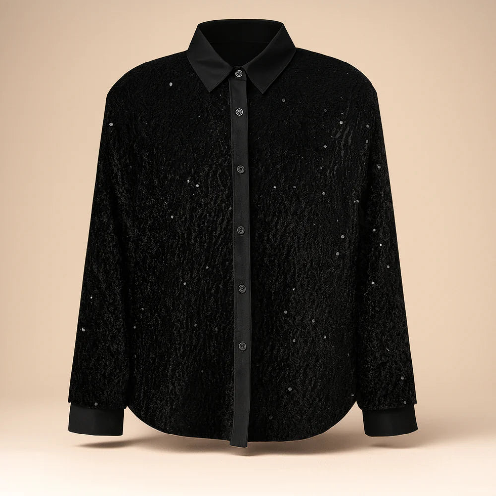 Women’s Sequin Sparkly Long Sleeve Party Blouse Elegant Top