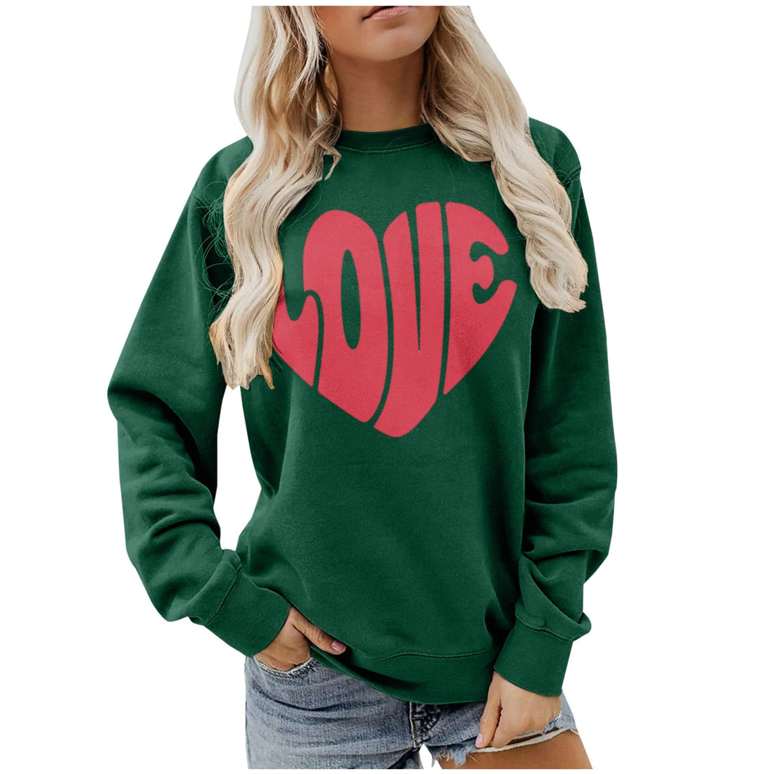 Women's Heart Printed Casual Sweatshirt