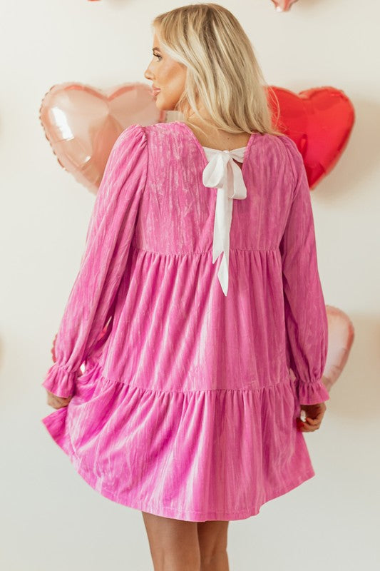 Velvet Ruffled Tiered Mini with a Bow