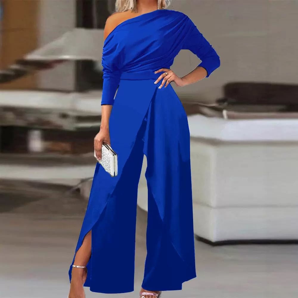 Fashion Women Casual Off Shoulder Long Sleeve Jumpsuit
