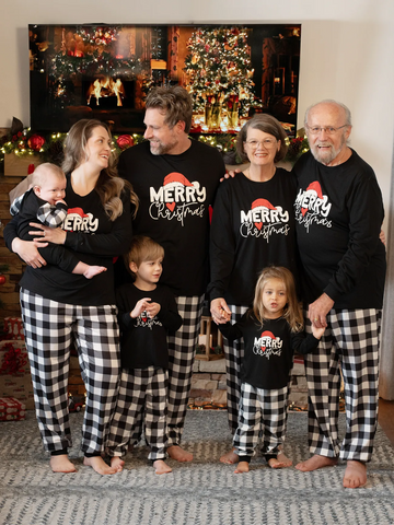 Family Christmas  Long-sleeve Black White Letters Pajamas