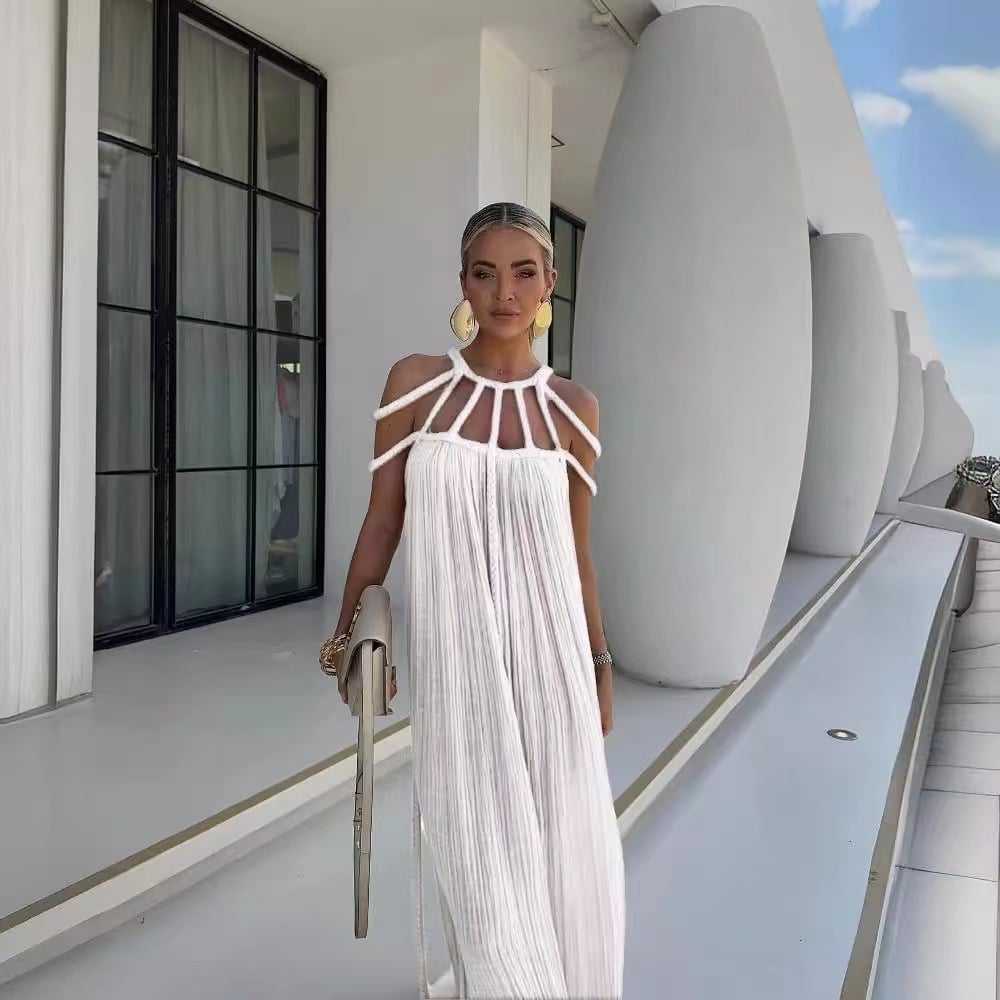 Draped Braids Cover Up Maxi Dress