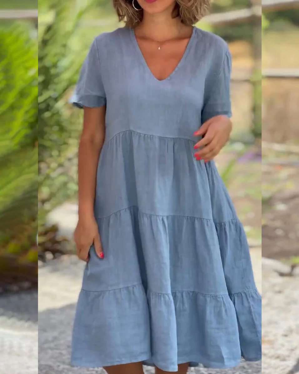 2025 Blunt Color Swing Casual Skirt Dress
