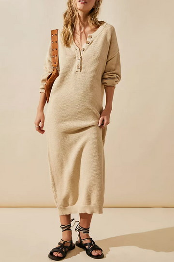 Women V Neck Oversized Casual Sweater Dress