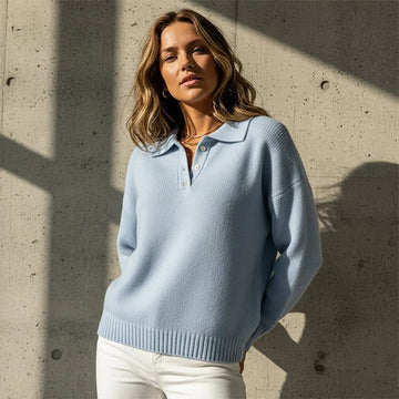 Women's Soft Collared Button Knit Sweater