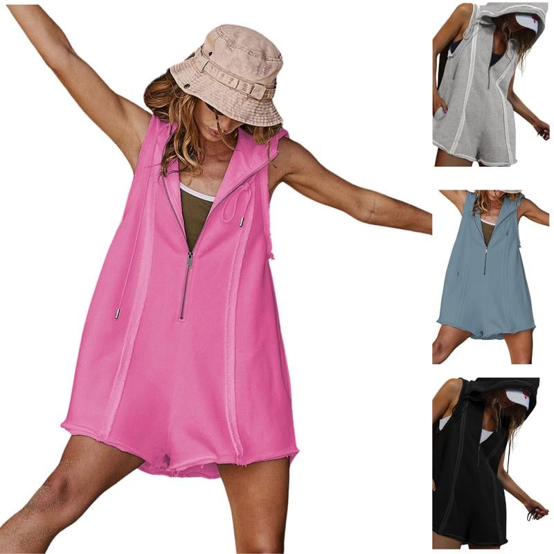Short Half Zipper Sports Jumpsuit