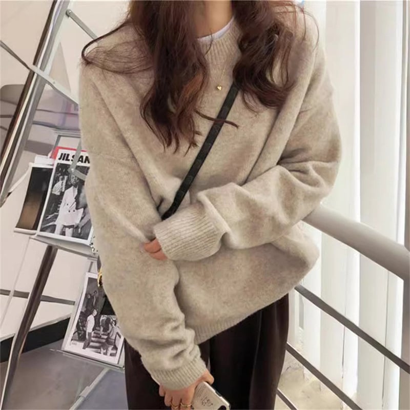Women's Drop Shoulder Hem Longsleeves Sweater, Casual Long Sleeve Round Neck Jumper, Women's Knitwear Top for Fall & Winter