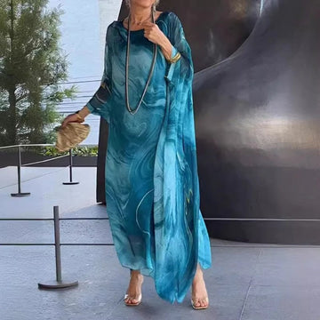 Elegant Chiffon Dress With A Marble Print
