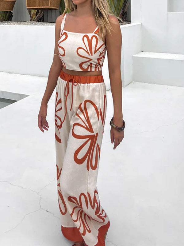 Stylish Floral Halter Top & Pants Set