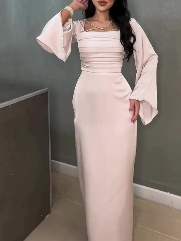 Stylish Lace-Up Long-Sleeved Slim-Fit Dress