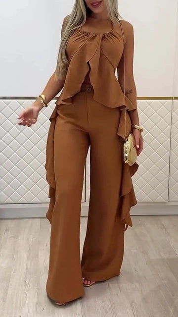 Irregular Halter Top & Casual Pants