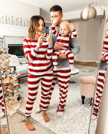 Red Stripe Family Pajamas 2-piece Set
