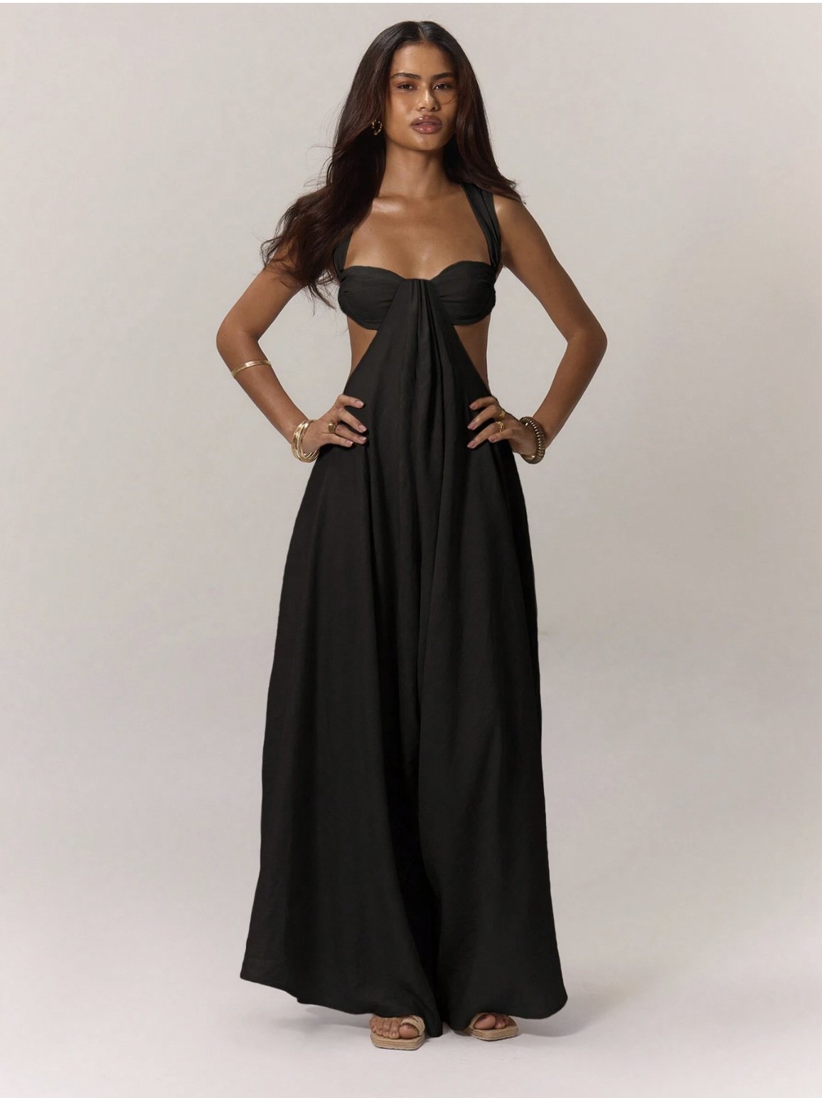 Women's Sleeveless Double Shoulder Tube Top Hollow Casual Jumpsuit
