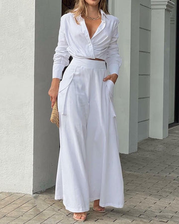 2025 Solid Color Casual Two-Piece Suit