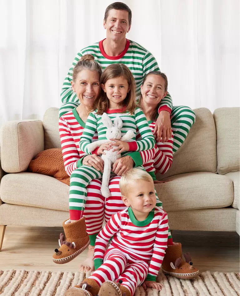 Red & Green Stripe Family Pajamas 2-piece Set