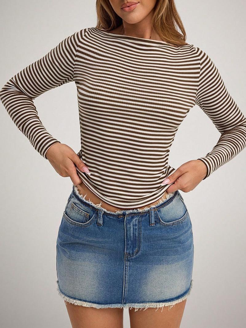 Women's Casual Striped Slim Fit Long Sleeve T-Shirt