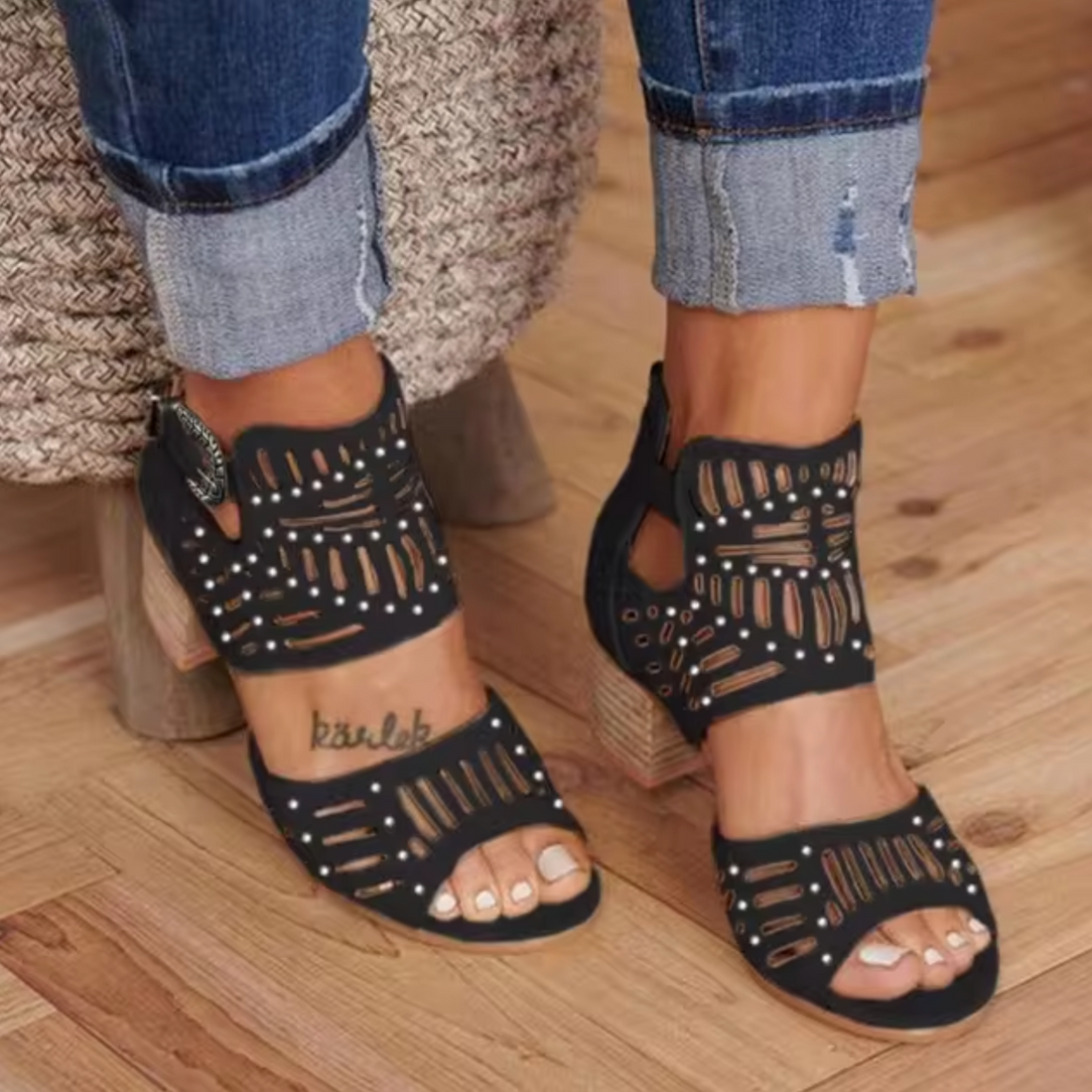 High Heel Sandals with Hemstitch