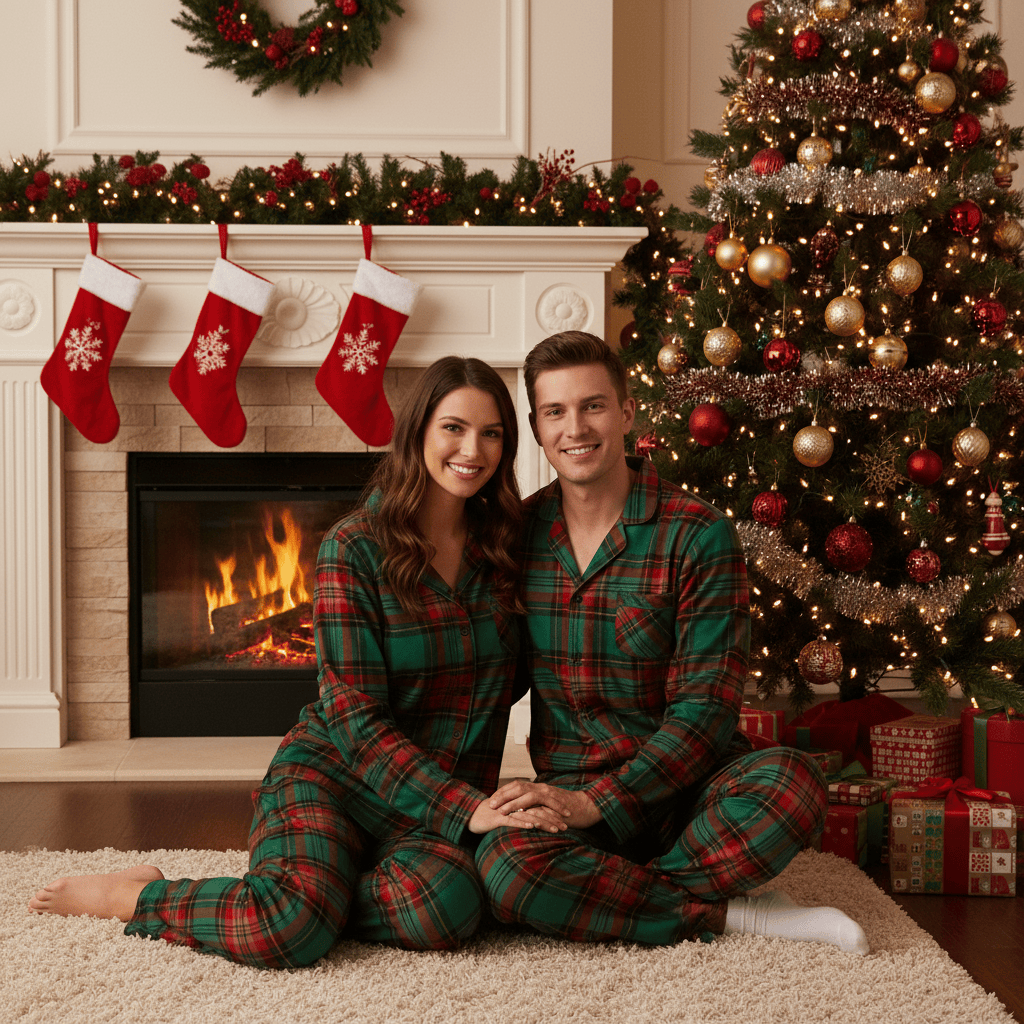Holiday Family Green Plaid Christmas Pajamas Set
