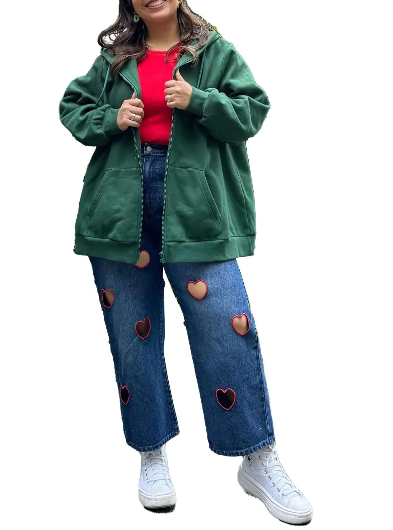 Women's Oversized Casual Zipper Pocket Hoodie