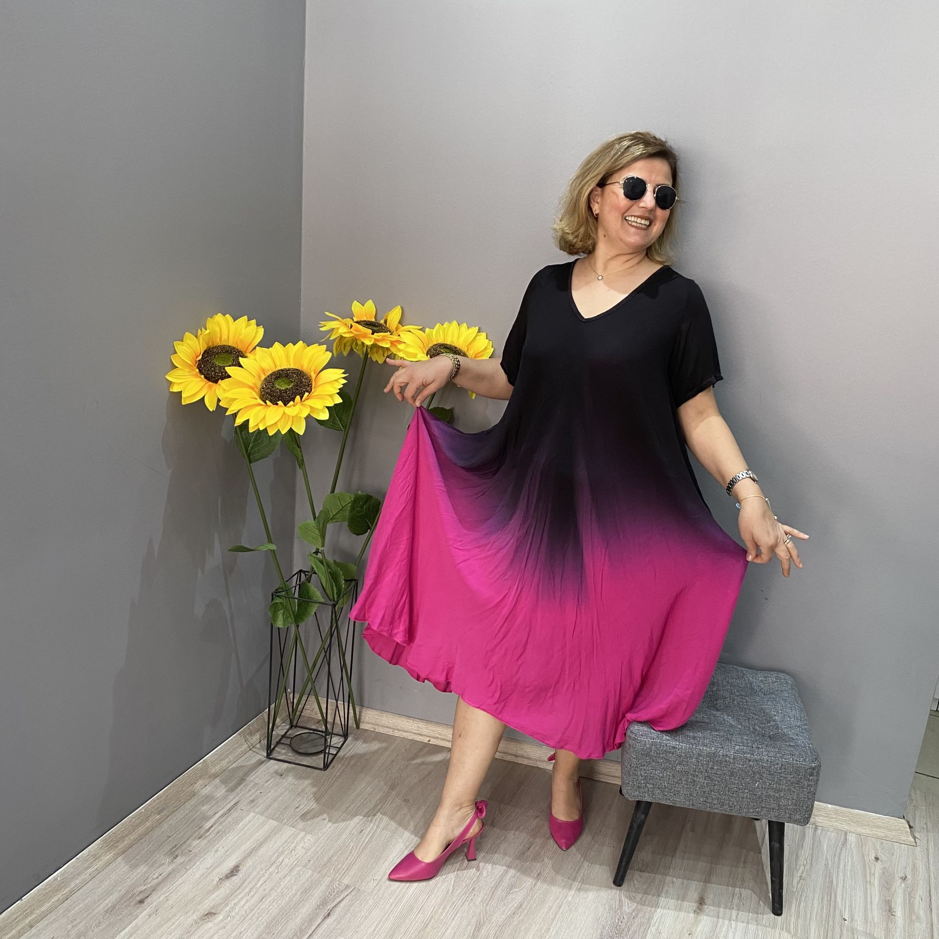 Italy Casual Gradient Tie-dye Long Dress