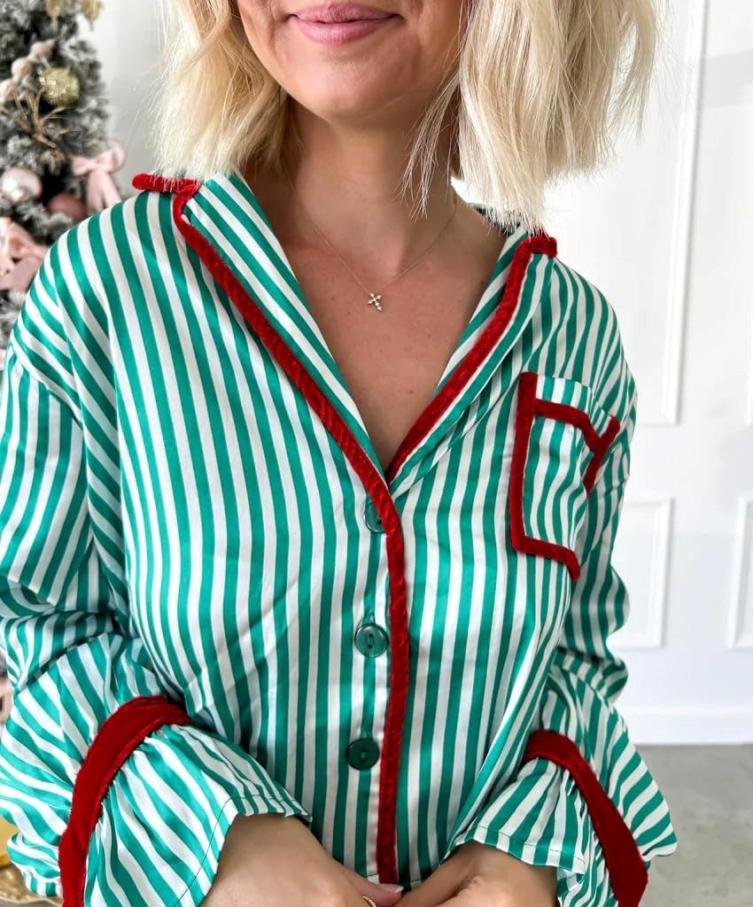 Women's Christmas Striped Pajama Set