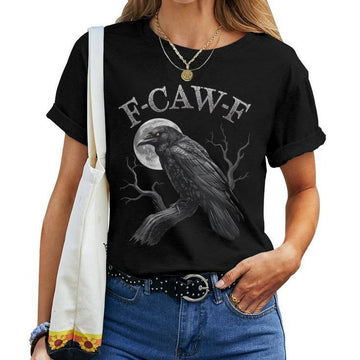 F-Caw-F Humorous Black Crow Moon Gothic T-shirt