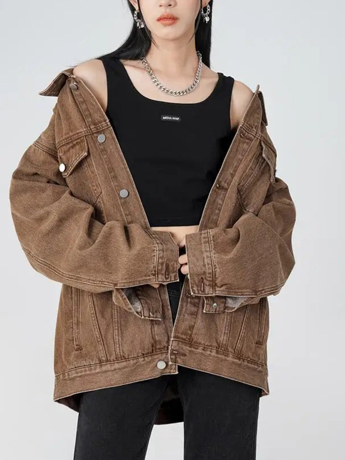 Women's Casual Trendy Button Denim Jacket with Pockets