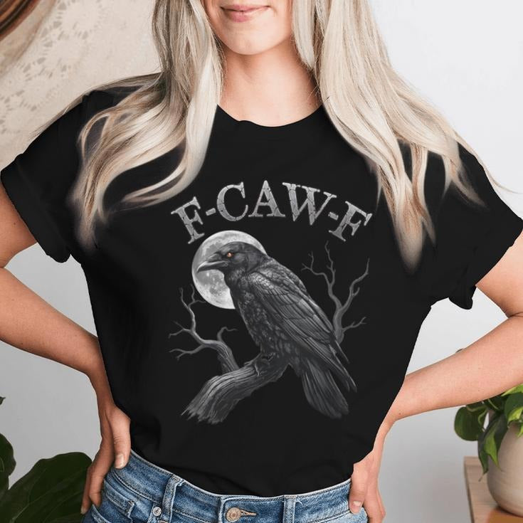 F-Caw-F Humorous Black Crow Moon Gothic T-shirt