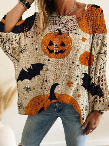 Halloween Pumpkin Knit Sweater