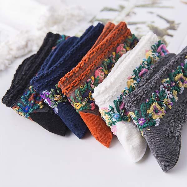 Vintage Cable-Knit Mid-Calf Cotton Socks