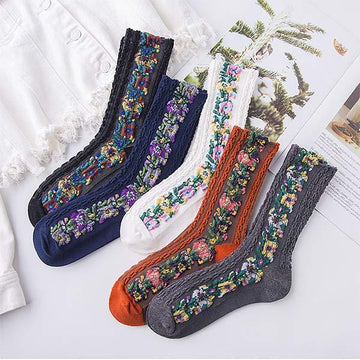Vintage Cable-Knit Mid-Calf Cotton Socks