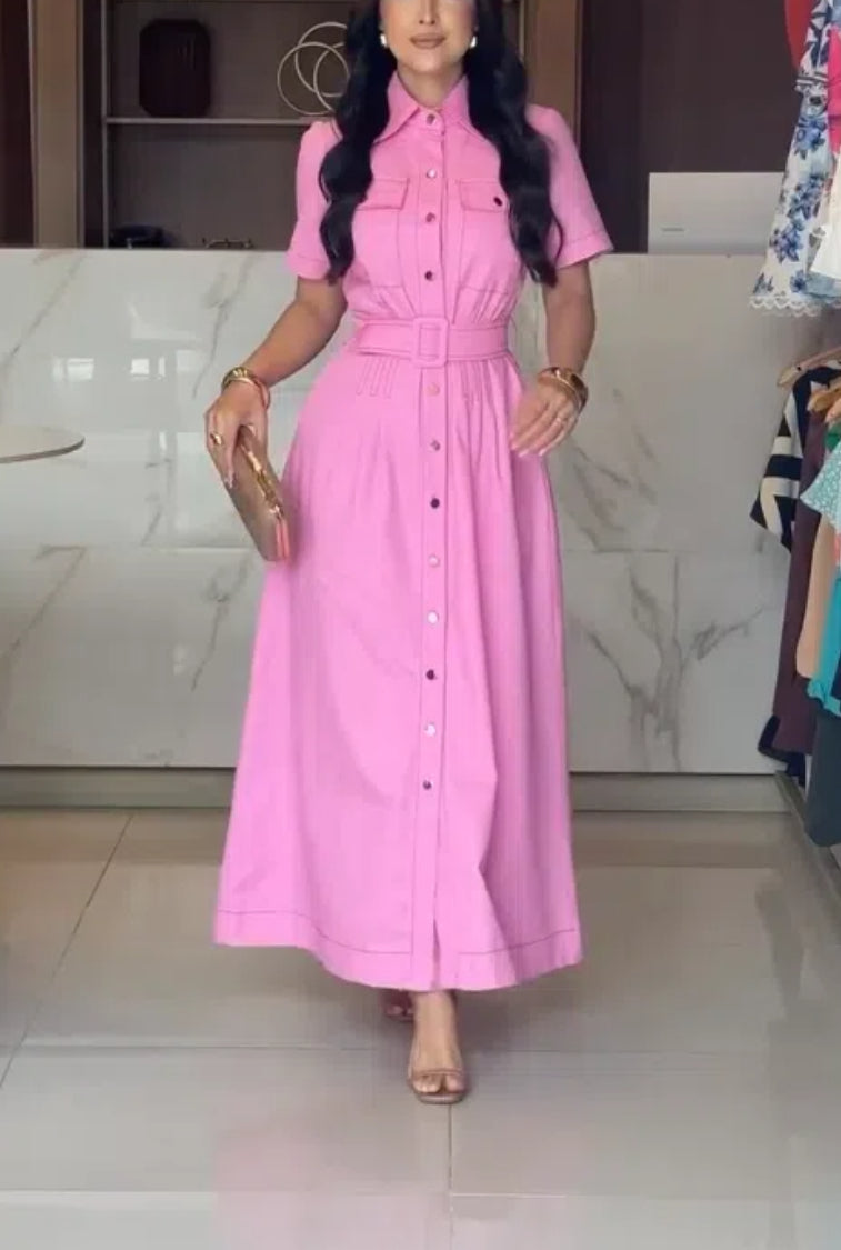 Women's Waist Belt Casual Dress