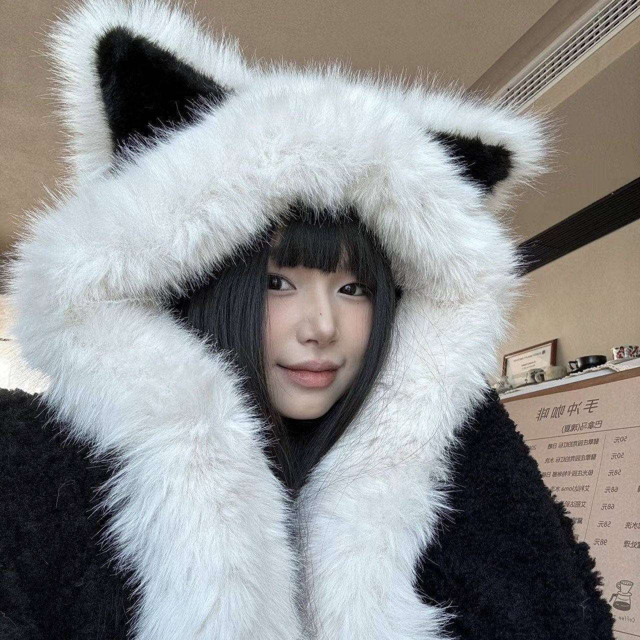Thickened Anti Cold Plush Fox Ear Hat Scarf