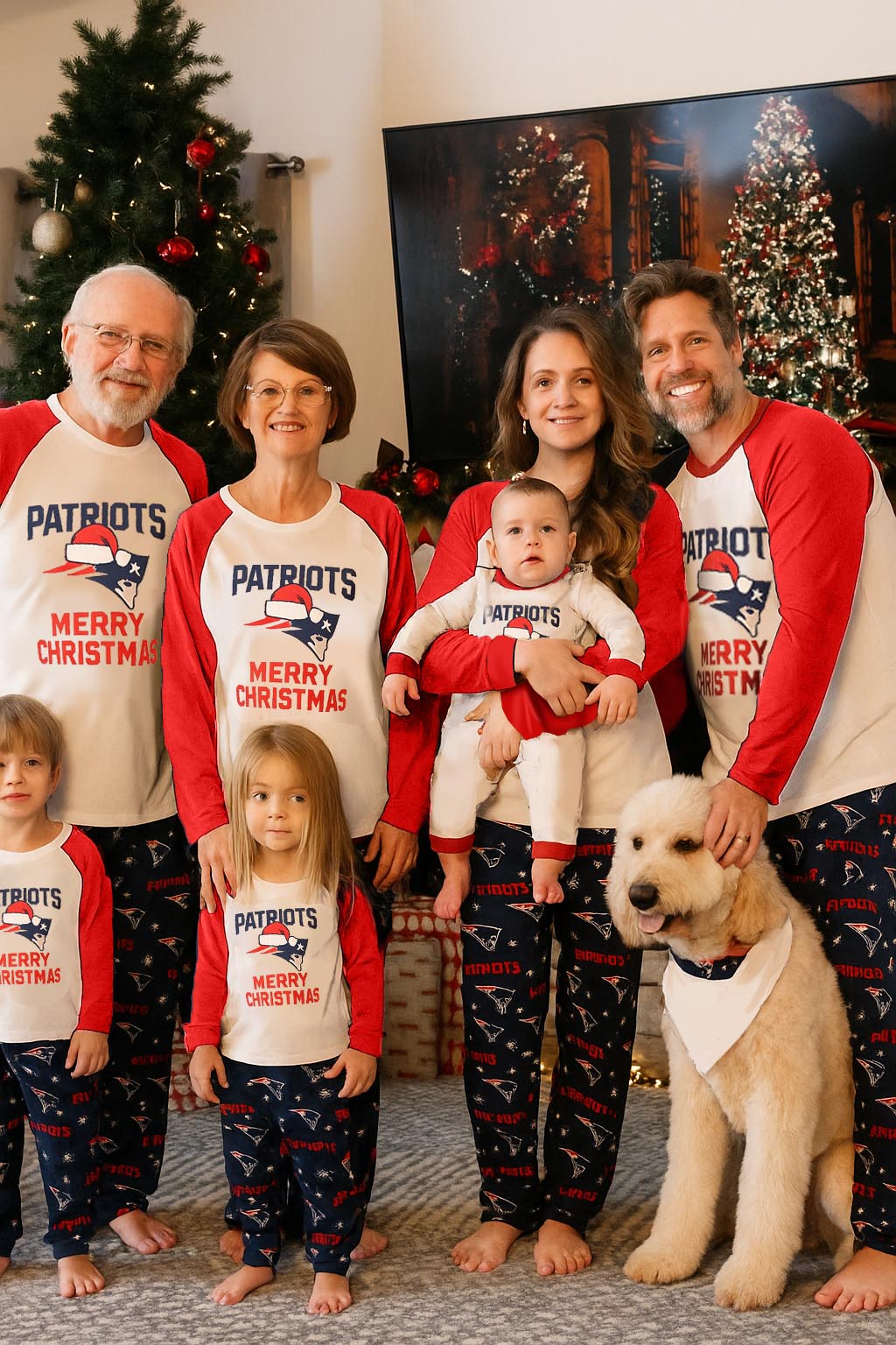 England Patriots Family Holiday Pajamas Set