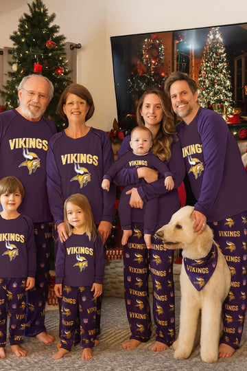 2026 Minnesota Vikings Family Holiday Pajamas Set