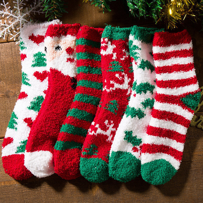 Christmas Warm Fuzzy Cartoon Socks