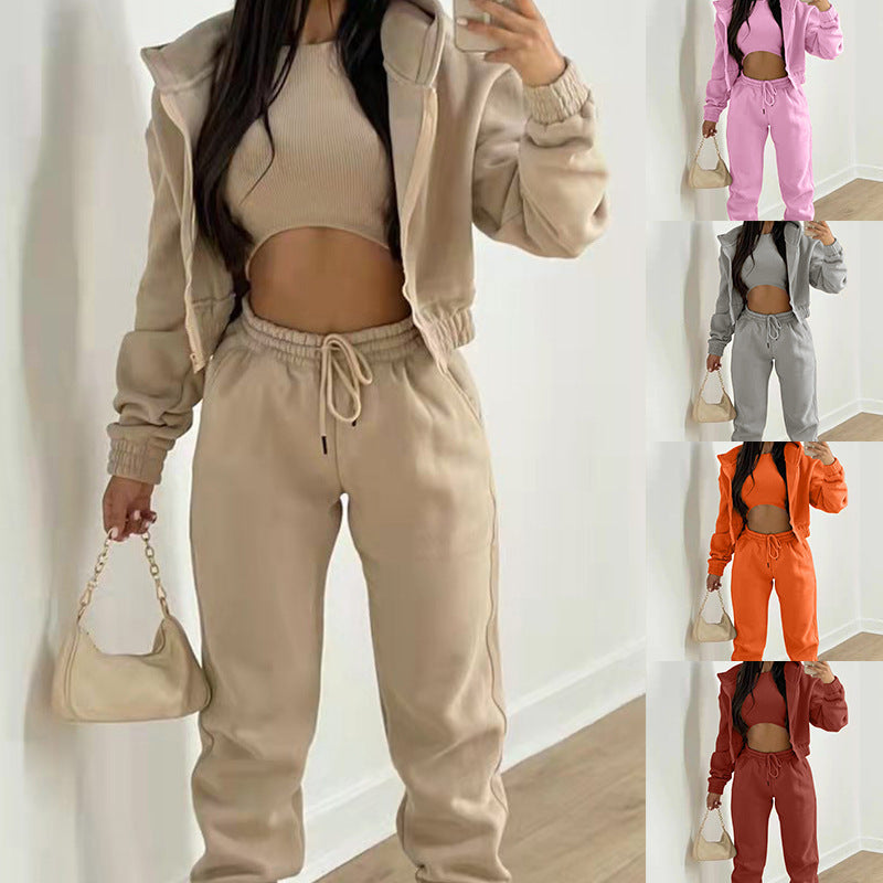 Women's Sporty Casual Hooded Swreatshirt 3 Set