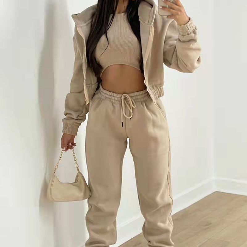 Women's Sporty Casual Hooded Swreatshirt 3 Set