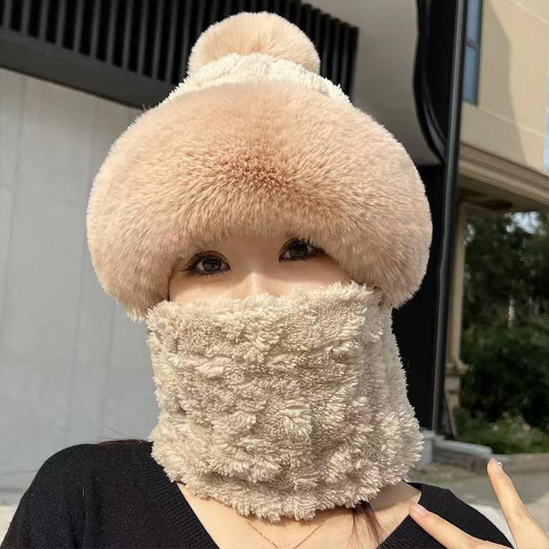 Women's Winter Warm Windproof Plush Scarf Hat