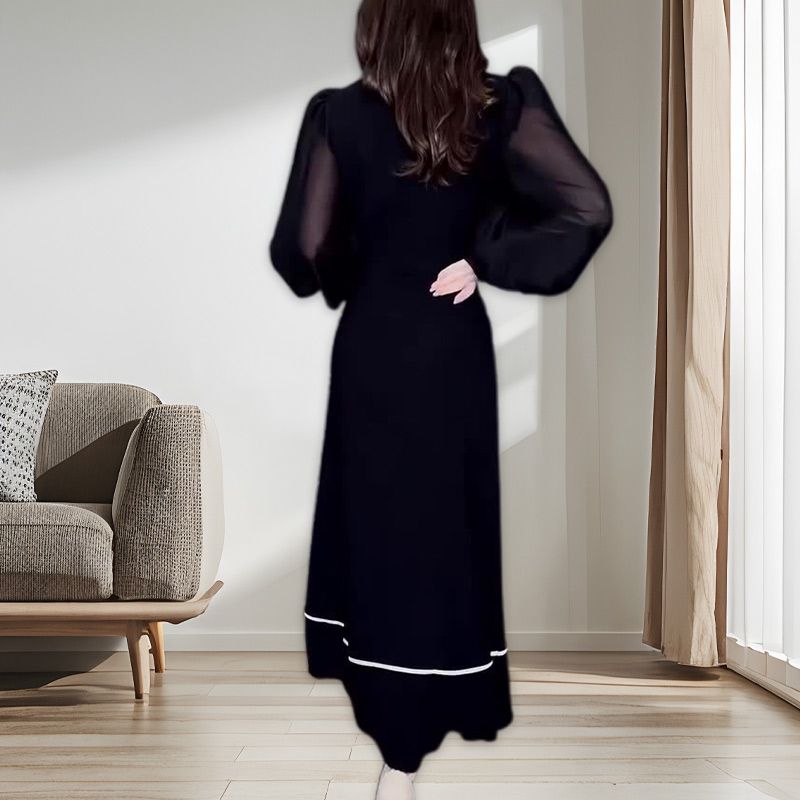 Women’s Temperament Half-turtleneck Maxi Dress with Pockets